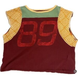 ***We The Free Burgundy Patchwork Cropped Top